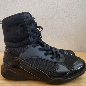 Venum Mens Elite Professional Boxing Shoes Sneakers Mid Cut Lace Up Black Size 6